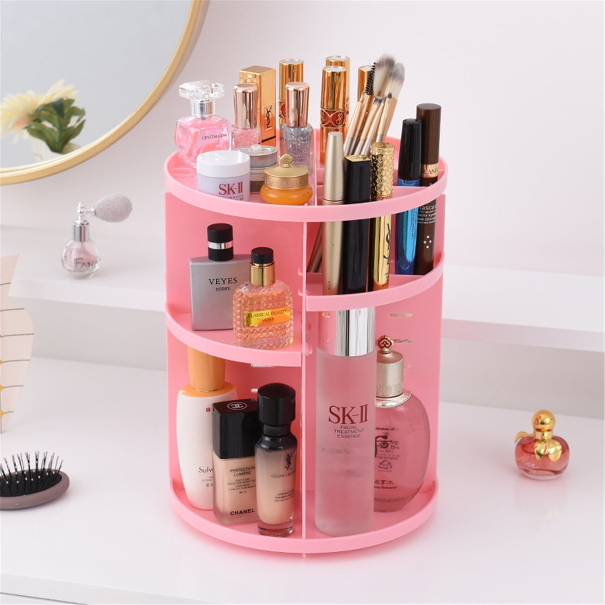 3 Color DIY Cosmetic Storage Box For Women Adjustable Makeup Holder 360° Rotating Makeup Organizer Gift For Girlfriend Bathroom Organizer Shelf